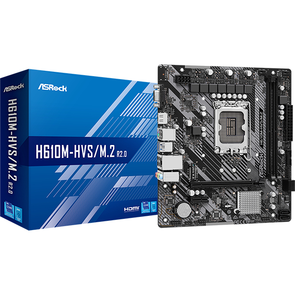MAINBOARD (เมนบอร์ด) ASROCK H610M-HVS/M.2 (PCIe Gen3 x4) R2.0 (SOCKET LGA 1700) (MICRO-ATX) ประกัน 3