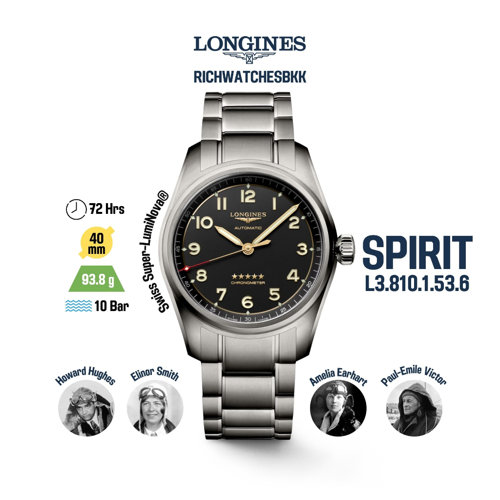 นาฬิกา LONGINES รุ่น Spirit (L3.810.1.53.6)
