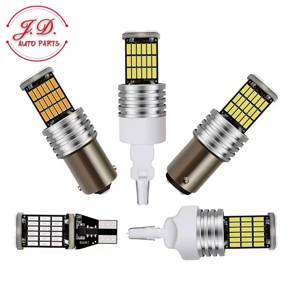 1ชิ้น กระพริบเร็ว หลอดไฟเลี้ยว ไฟท้าย ไฟถอย ไฟเบรค ไฟหรี่ LED 45ชิพ LED 45smd T15 1156 1157 T20 สำหรับรถยนต์