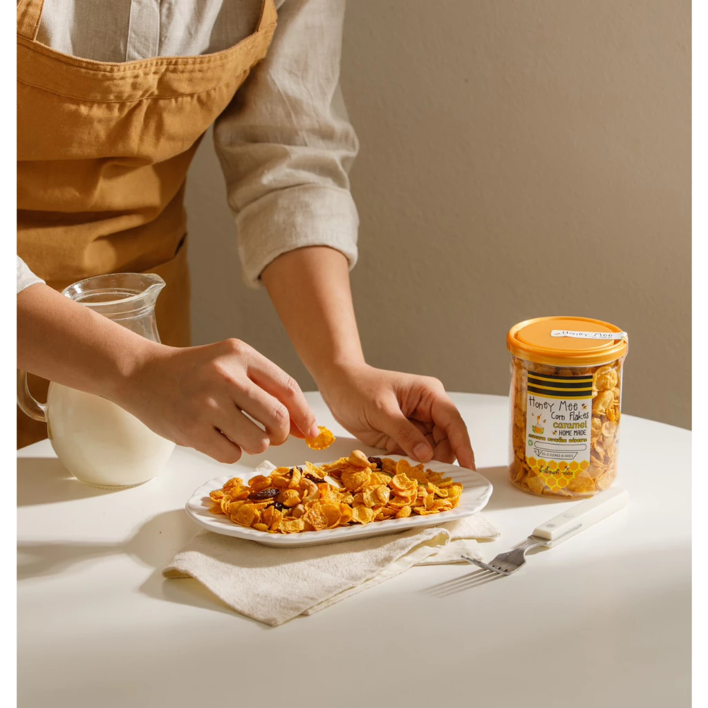 คอร์นเฟลกคาราเมล น้ำผึ้ง HoneyMee (1กระปุก) น้ำหนัก 180 กรัม