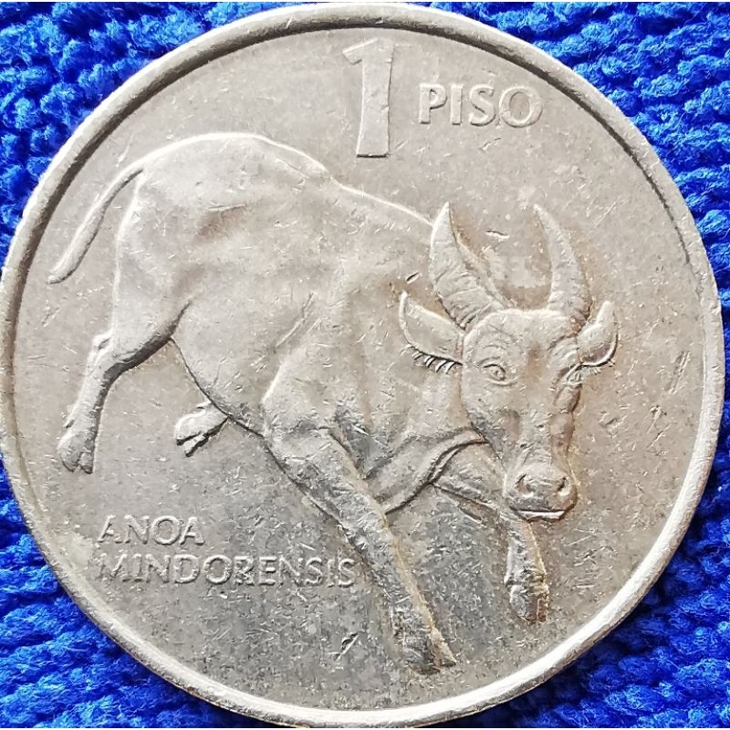 เหรียญ​ฟิลิปปินส์​ Philippines, 1​ Piso, (รุ่นเก่าใหญ่ Buffalo), #3178L,ใช้แล้ว