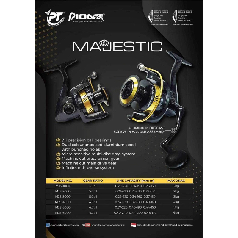 PIONEER MAJESTIC มาเจสติก รอกสปินนิ่ง แขนเกลียว