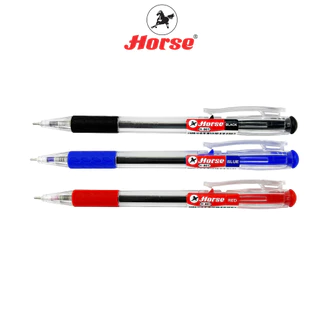 Horse(ตราม้า) ปากกาลูกลื่น กด ตราม้า 0.7 mm. H-801 ด้ามใส มีสีน้ำเงิน/ดำ/แดง จำนวน 1 ด้าม