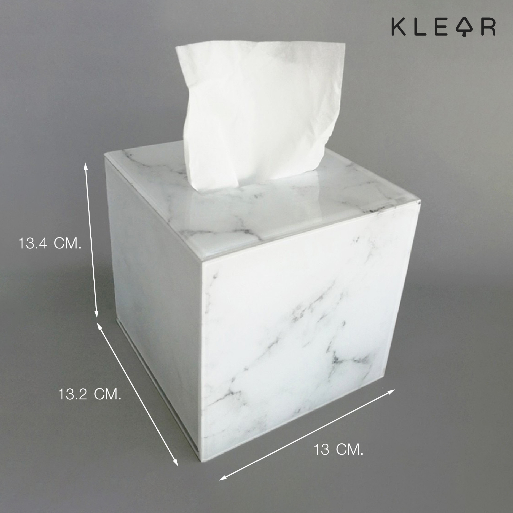 KlearObject Marble Tissue Box-M กล่องใส่ทิชชู่ลายหินอ่อน อะคริลิคเกรด A เงางาม ไม่เปลี่ยนสี ทนทาน กล่องทิชชู่หินอ่อน
