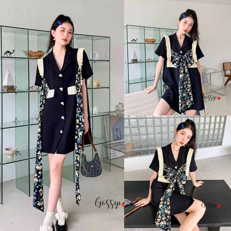 Zeza2shop ❤️Pretty Patty Dress เดรสแต่งอะไหล่ข้างป้าย Missbell