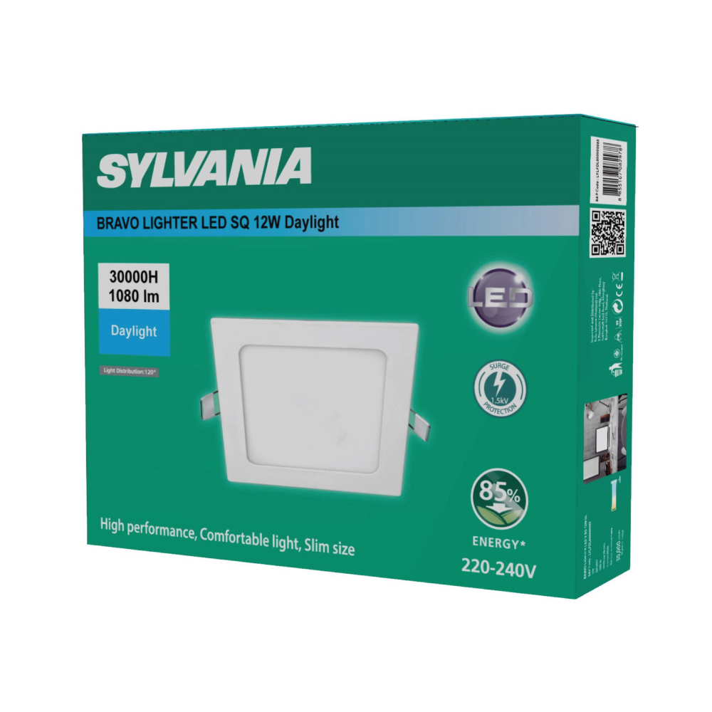 SYLVANIA ดาวน์ไลท์แบบฝังฝ้า รุ่น BRAVO LIGHTER LED V SQ 12W DL แสงเดย์ไลท์ หน้าเหลี่ยม