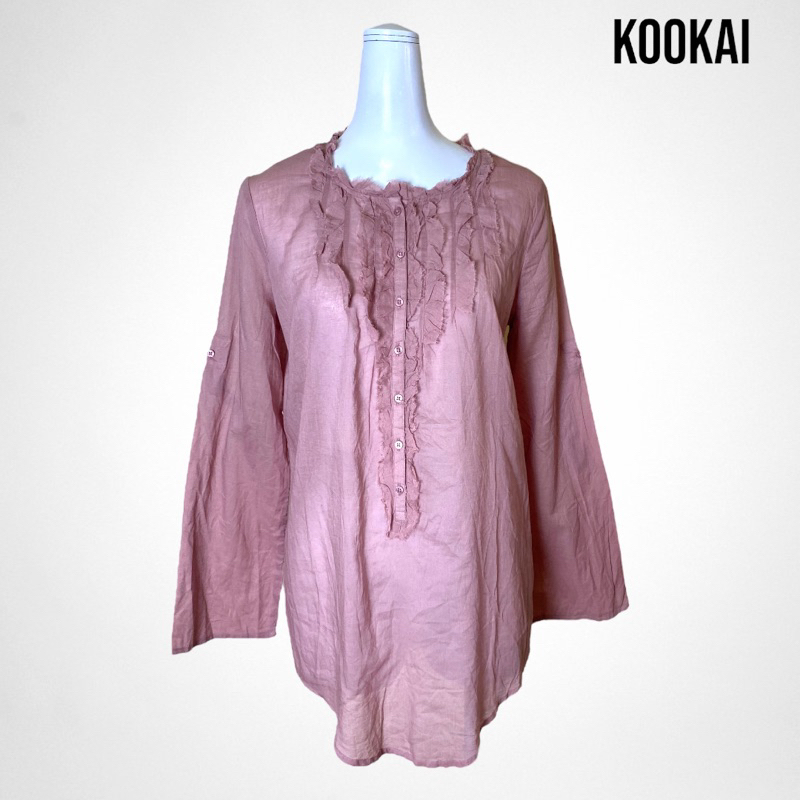Kookai เสื้อแขนยาวผ้าคอตตอลสีชมพู