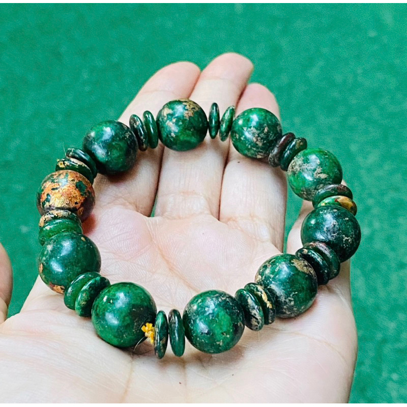สร้อยข้อมือพระสมเด็จโตเนื้อหยกเขียว,สร้อยข้อมือเม็ดกลม,พระสมเด็จโต