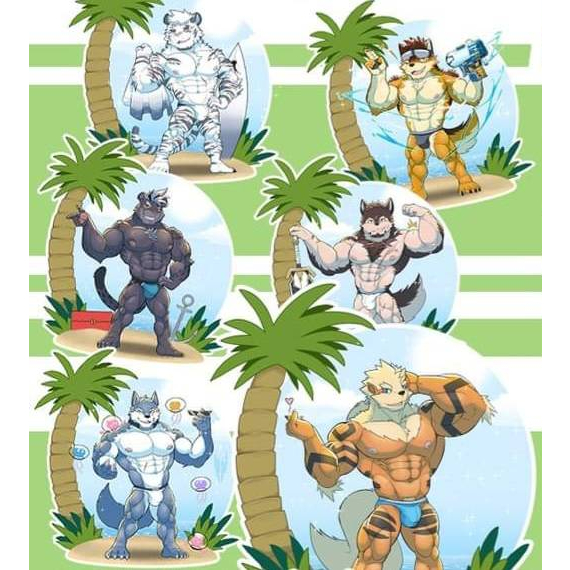 (สินค้ามือหนึ่ง) พวงกุญแจการ์ตูน ประเภท Kemono / Furry (Shinobiya_Wolf) - Summer Acrylic Keychain