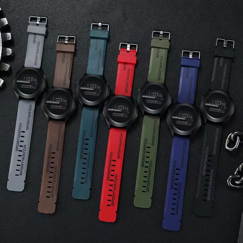 Sportwatch 1 นาฬิกาข้อมือดิจิทัล ดิจิตอลสายยาง สําหรับผู้ชาย  นาฬิกาแฟชั่นกีฬา กันน้ำจับเวลาตั้งปลุกได้ ส่งจากกทมด่วน