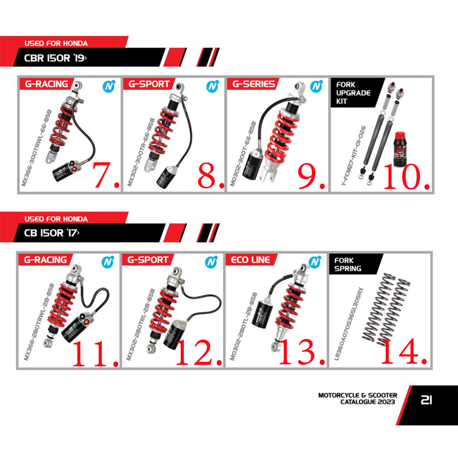 โช๊ค YSS  USED FOR HONDA CBR 150R 19"