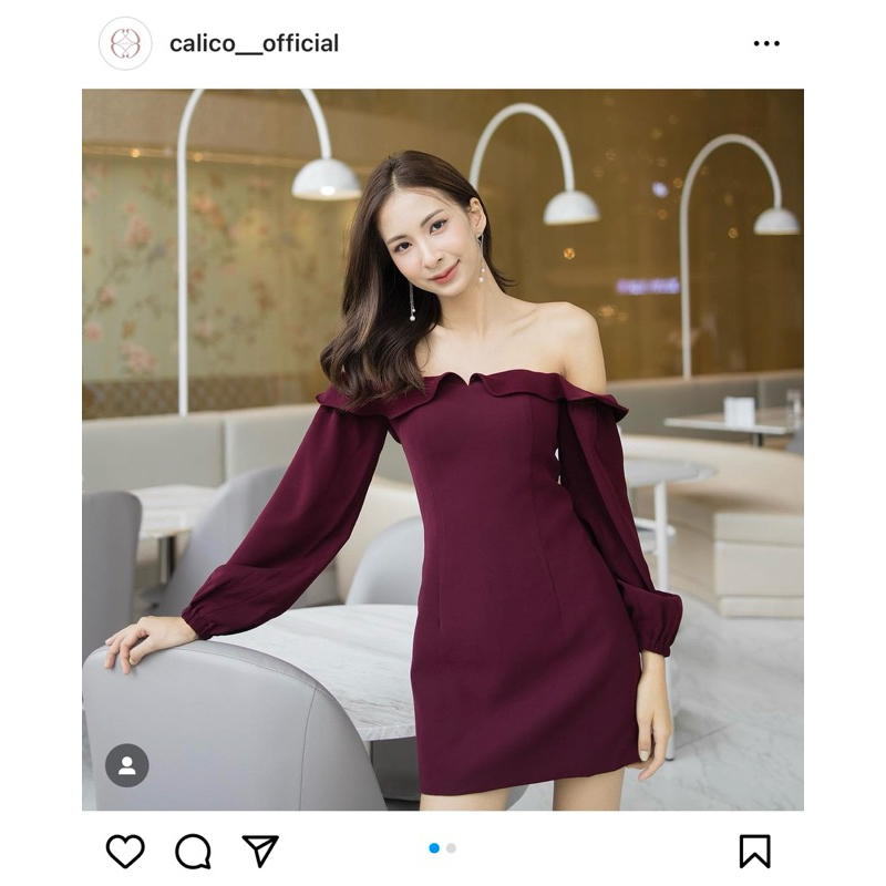 Calico - clarissa dress xs สี burgundy