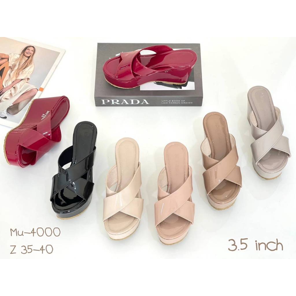 รองเท้าส้นสูง ส้นเตารัด สูง 3.5 นิ้ว รหัสสินค้า MU-4000