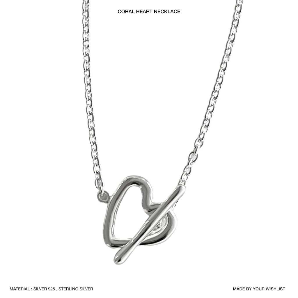 (necklace) : CORAL HEART NECKLACE SILVER925 / สร้อยคอเงินแท้ สร้อยคอตะขอหัวใจ | YOUR WISHLIST