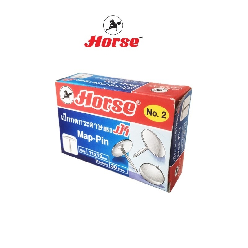 HORSEตราม้า หมุดติดบอร์ด 30ตัว/กล่อง - สีเงิน 1 กล่อง