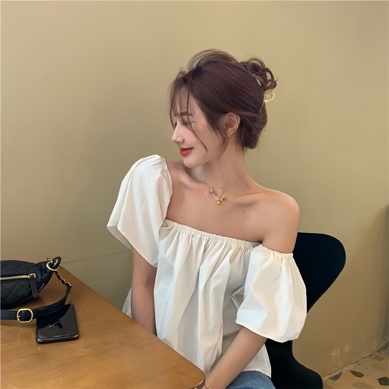(สาวอวบ) เสื้อเกาะอกปาดไหล่แขนสั้นต่อ (สาวอวบอ้วน พลัสไซส์ ไซส์ใหญ่ 45-100kg. มีทุกไซด์) CPCSDLTS96