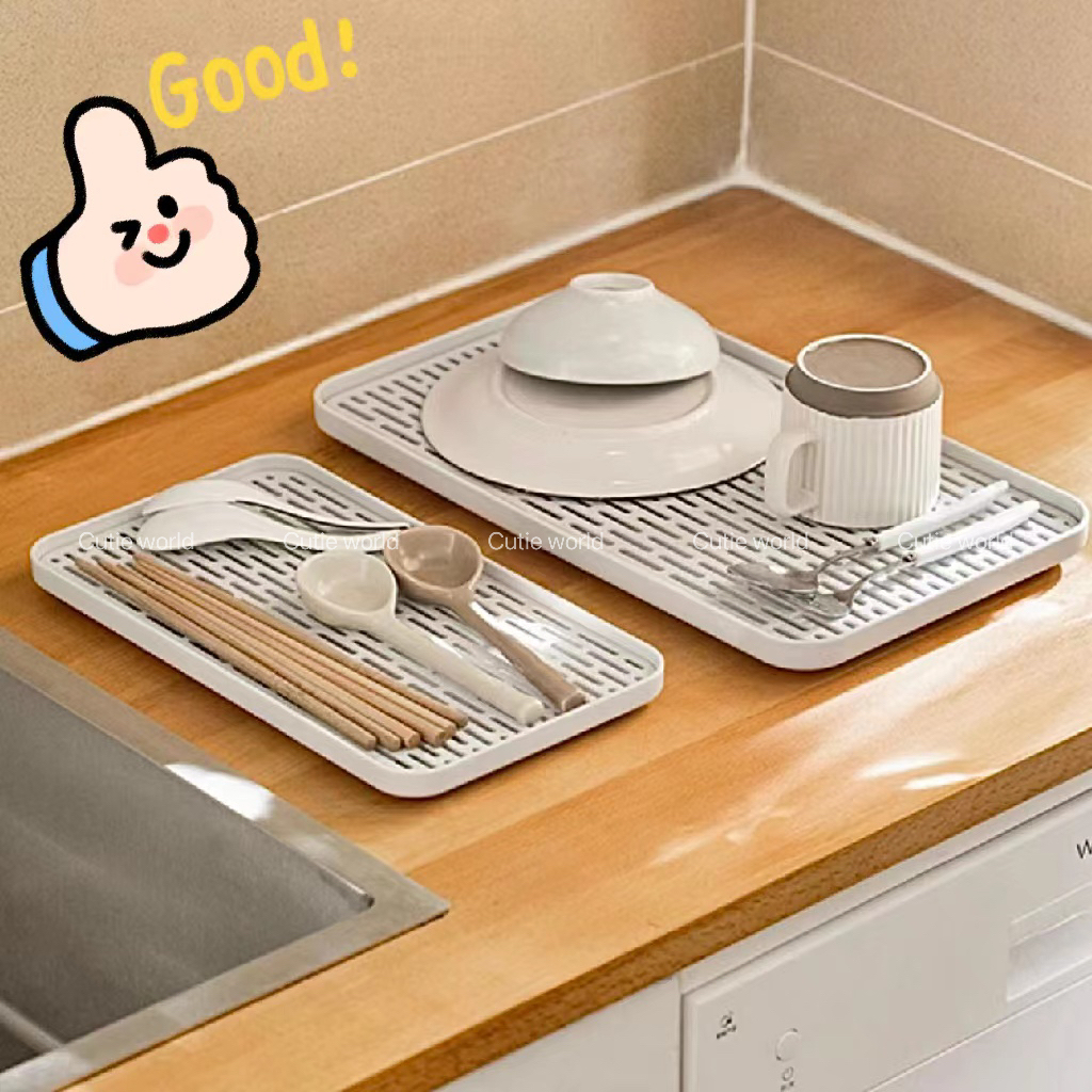 มีตะแกรงรองน้ำ ที่คว่ําจาน ถาดระบายน้ำ 2 ชั้น