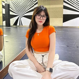 🌈SpinnyHouse🌈 เสื้อครอปแขนสั้น ผ้าเรย่อน ยืดตามตัว สาวอวบใส่ได้ 🧸 รุ่น ครอปเรียบ B-045-2-A
