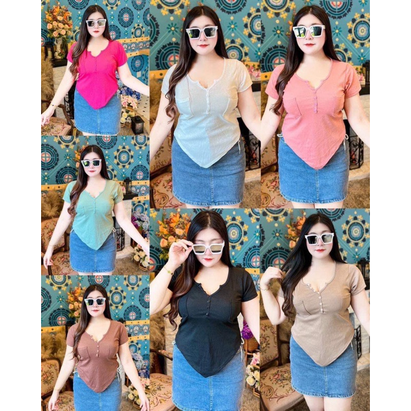 ✅ขายดีและถูกที่สุด เสื้อสาวอวบอก34-46 ยาว25 ใส่สบายเอววี  (A52)