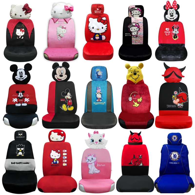 HIC หุ้มเบาะรถยนต์แบบผ้า+หุ้มหัวเบาะ(1ข้าง) ลายลิขสิทธิ์แท้