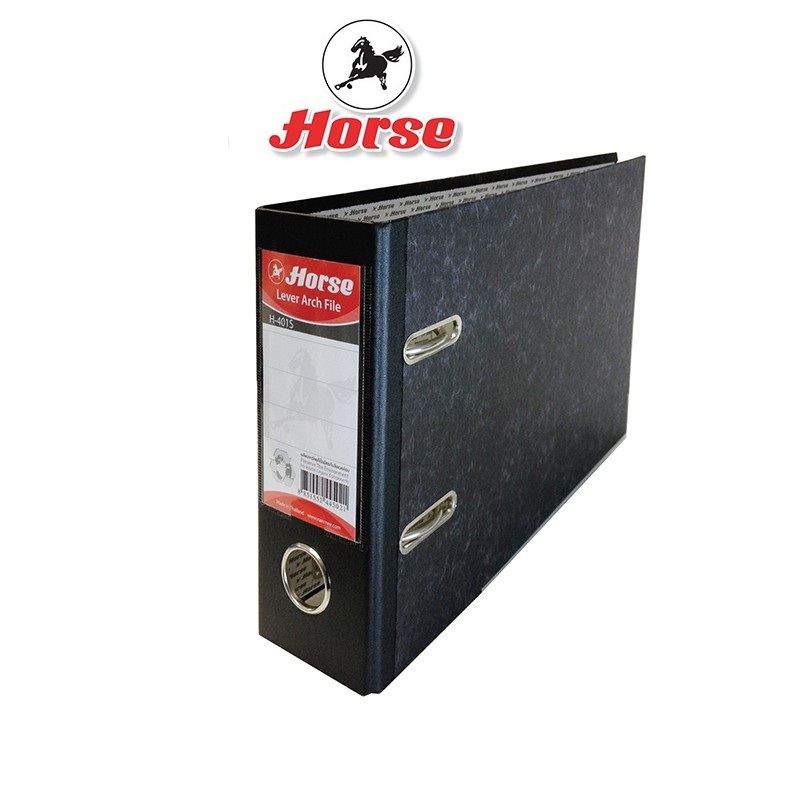 HORSE ตราม้า แฟ้มสันกว้างก้านยก H-401S A5 3 นิ้ว ปกดำ จำนวน 1 เล่ม