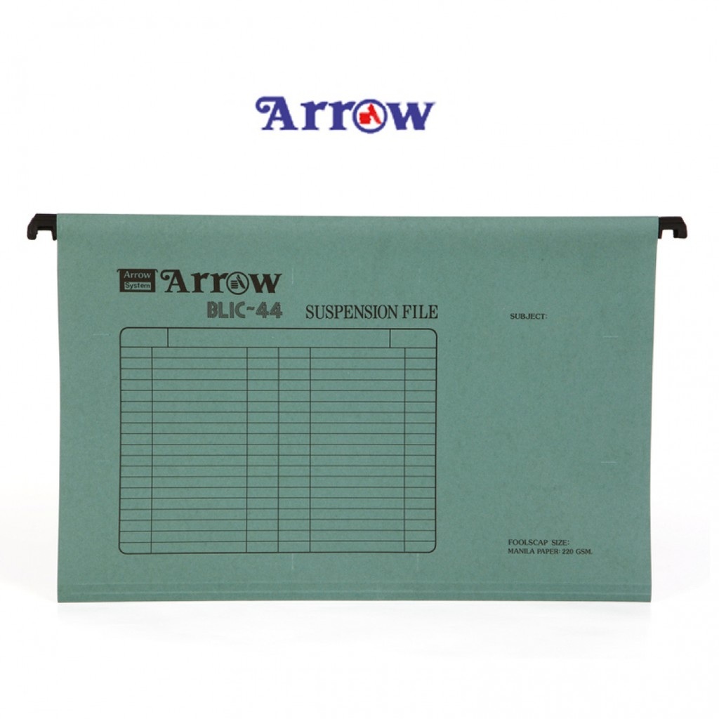 ARROW (แอโรว์) แฟ้มแขวน ปกกระดาษ AR-44 F/C สีเขียว ตราแอโรว์ บรรจุ 10เล่ม/แพ็ค จำนวน 1 แพ็ค