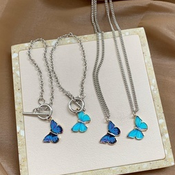 (Q-88) สร้อยแฟชั่น Blue Butterfly มีทั้ง สร้อยคอ กำไล ผีเสื้อ อะไหล่เงิน