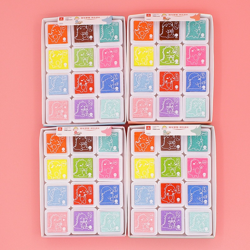 Ink pad หมึกปั๊ม 12 สี 24 สี สามารถใช้ได้กับผ้า กระดาษ ไม้ หนัง งาน DIY ตกแต่ง งานศิลปะ กันน้ำ ราคา ถูกที่สุด ดีลบีเคเค แกลเลอรีภาพที่ 2