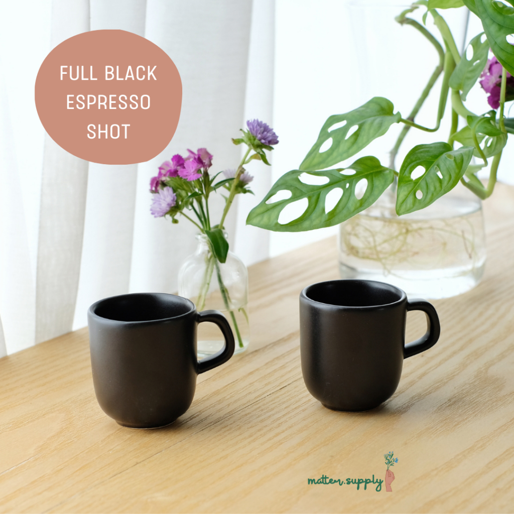 Full black espresso shot เซรามิก เเก้ว ช็อต สีดำ ซอส น้ำเกรวี่ น้ำสลัด กาเเฟ เอสเพรสโซ่  เข้าไมโครเวฟ เครื่องล้างจานได้