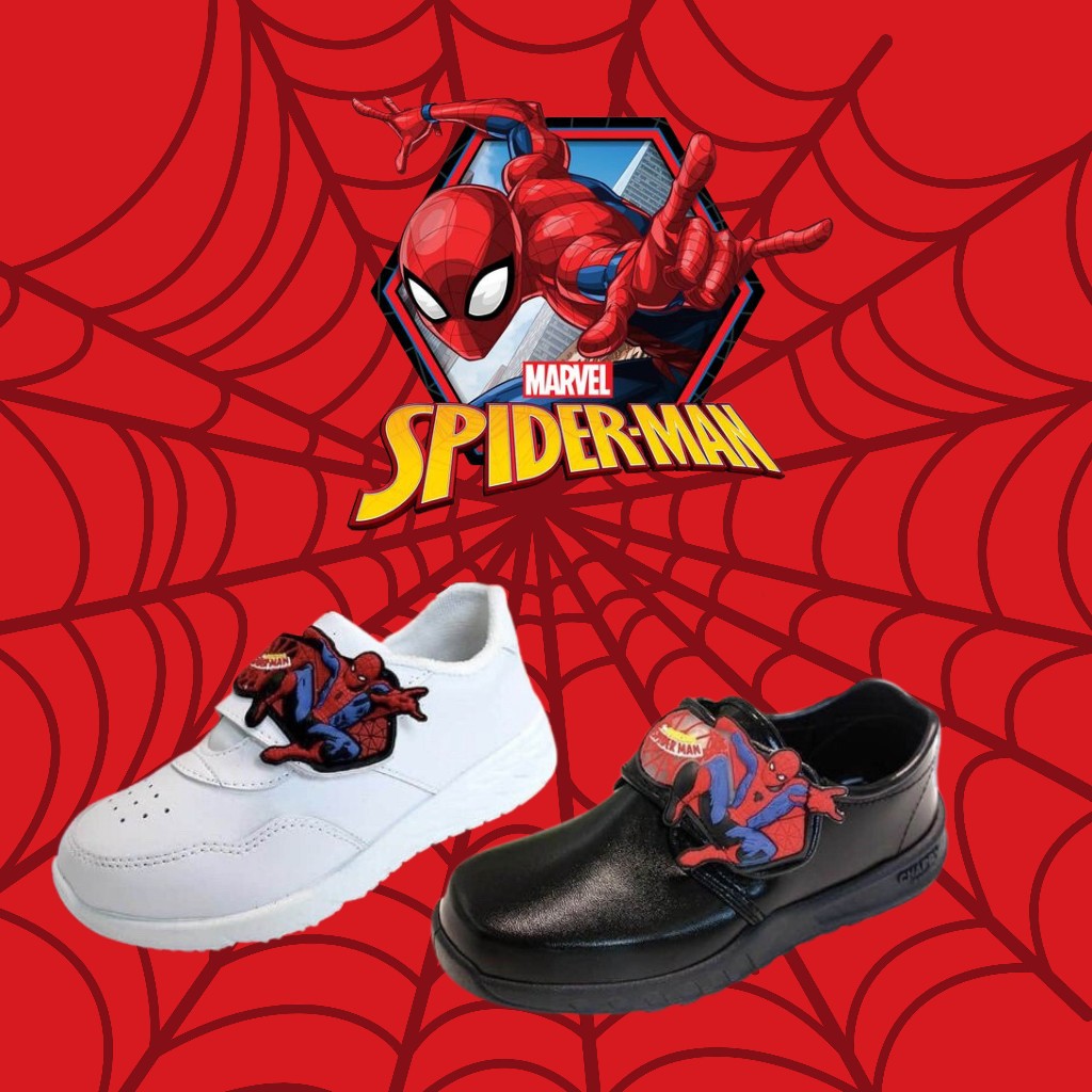 รองเท้านักเรียนเด็กชาย สไปเดอร์แมนแท้ ไฟกระพริบ ใส่สบาย(SP)