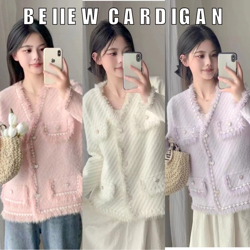 Beiiew เสื้อคลุมกันหนาว Tweedtie tops เสื้อคลุมแขนยาวผ้าทวีต ดีเทลปลายรุ่ยกระดุมทอง ทรงสวยดูแพงลุคคุณหนู