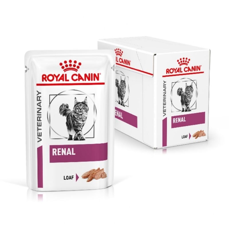 Royal canin Renal Loaf pouch cat 85g บรรจุ 12 ซอง. อาหารรักษาโรคไตแมวชนิดเปียกขนาดบรรจุซองละ 85 กรัม