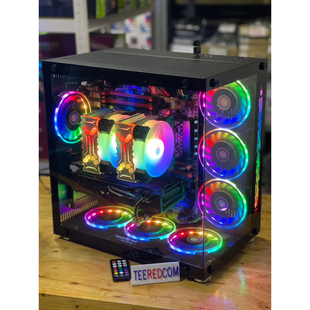 คอมประกอบV4 56เทรด 2 CPU intel xeon E5 2690v4 x2 28c/56t /Ram ecc 32-128gb ECC DDR4/Vga RX6700XT 12g