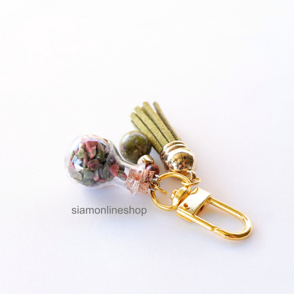 KEY CHAIN พวงกุญแจ หินแท้ ยูนาไคต์ ประดับ ขวดแก้วหินยูนาไคต์ พวงกุญแจเสริมดวง by siamonlineshop ราคา ถูกที่สุด ดีลบีเคเค แกลเลอรีภาพที่ 4