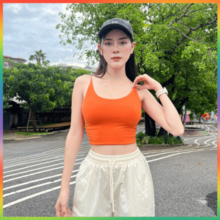 🌈MesubShop🌈เสื้อครอปสายเดี่ยว ผ้าเรย่อนยืดเยอะ สาวอวบใส่ได้จ…