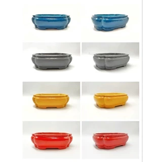 กระถางต้นไม้ กระถางบอนไซ กระถางปูนเคลือบเงา สีสันสดใส ทนแดดทนฝน