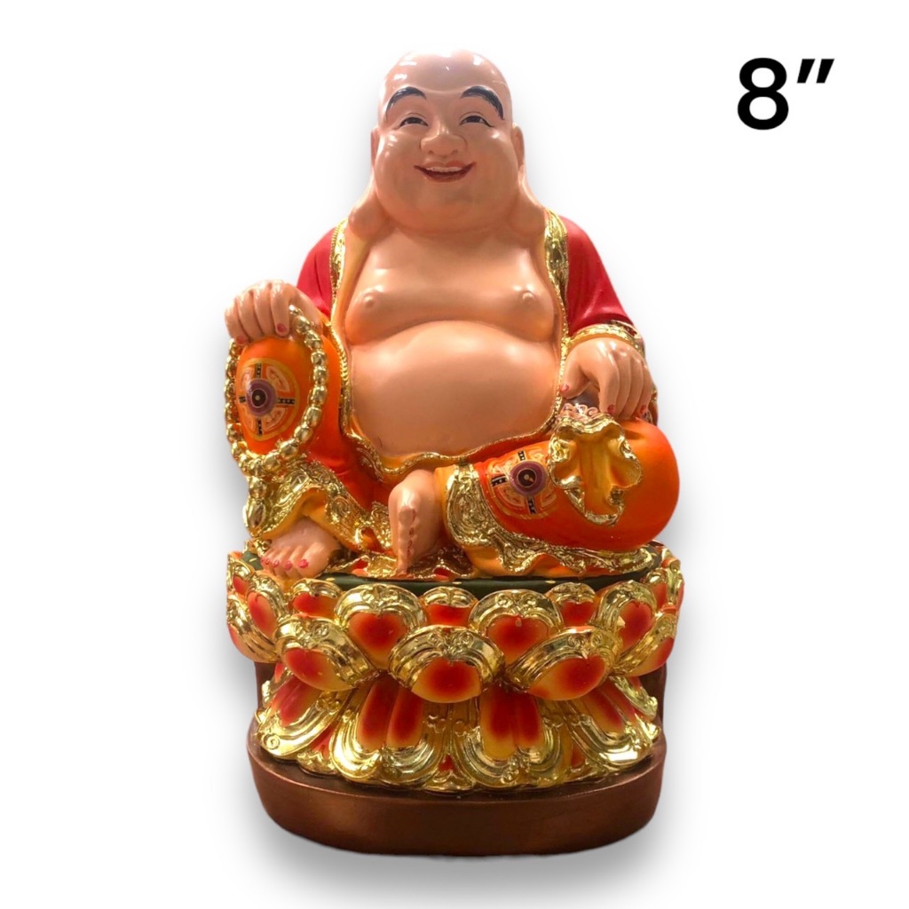 พระสังกัจจายน์ นั่งบัวชุดส้ม กว้าง 5นิ้ว สูง 9นิ้ว