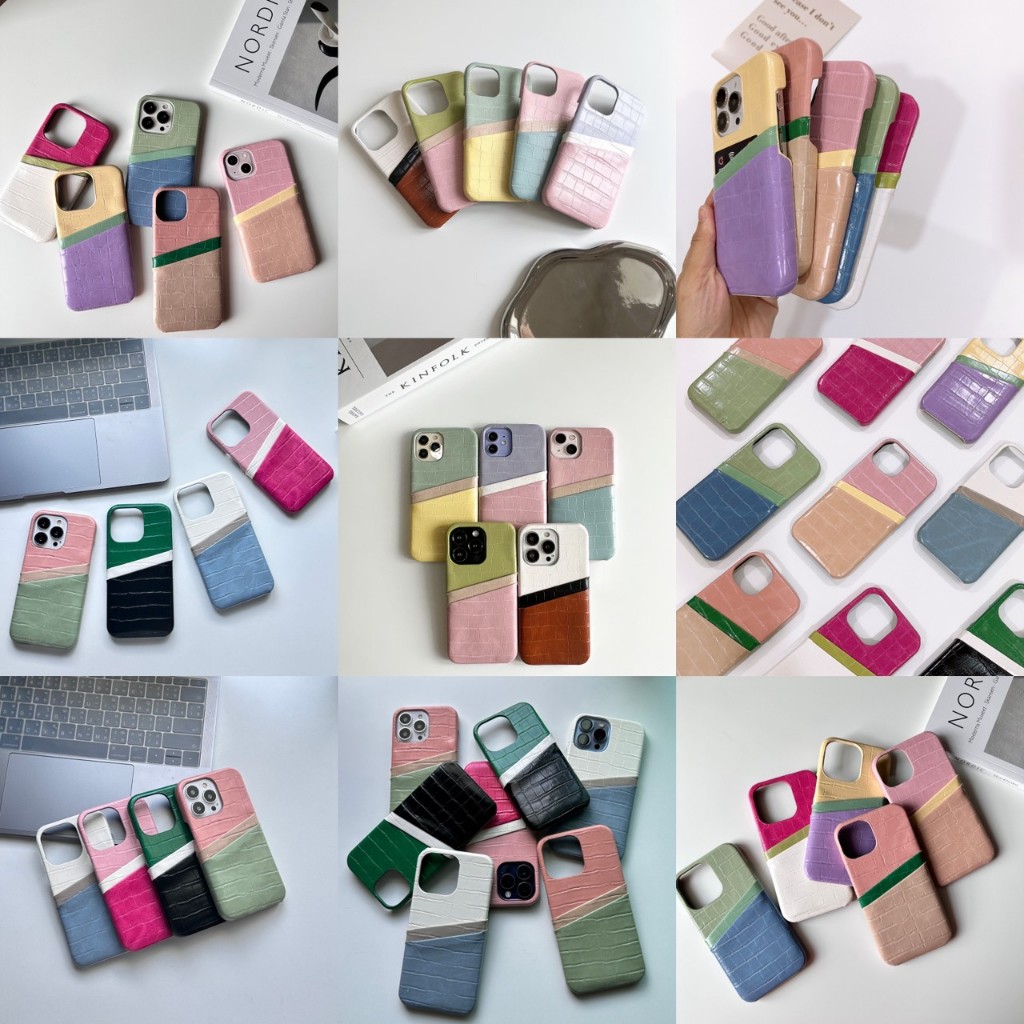 (15PLUS) พร้อมส่งในไทย เคสโทรศัพท์ งานหนัง สีทรีโทน TPU-PC072