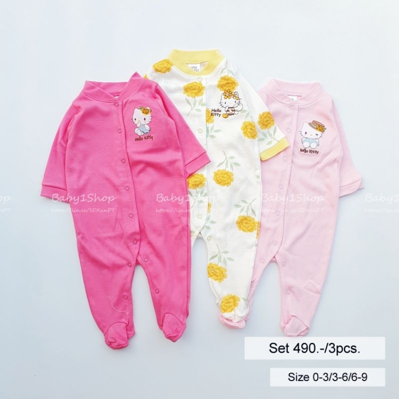 [สินค้าพร้อมส่ง]เซตคลุมเท้า ผ้าคอทตอลเด็กแรกเกิด-9ดือนใส่ได้