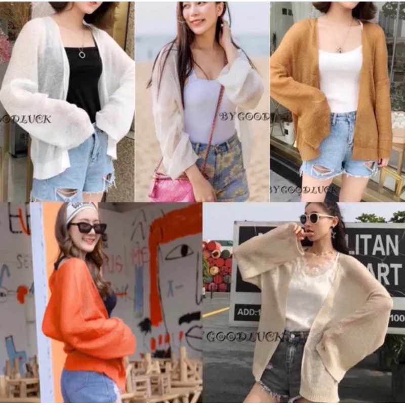 🔥aimorn_shop🔥 เสื้อคลุมแขนยาว🧡💙🧡ผ้าไหมพรมงานเกาหลีสุดๆ ผ้านิ่มใส่สบาย