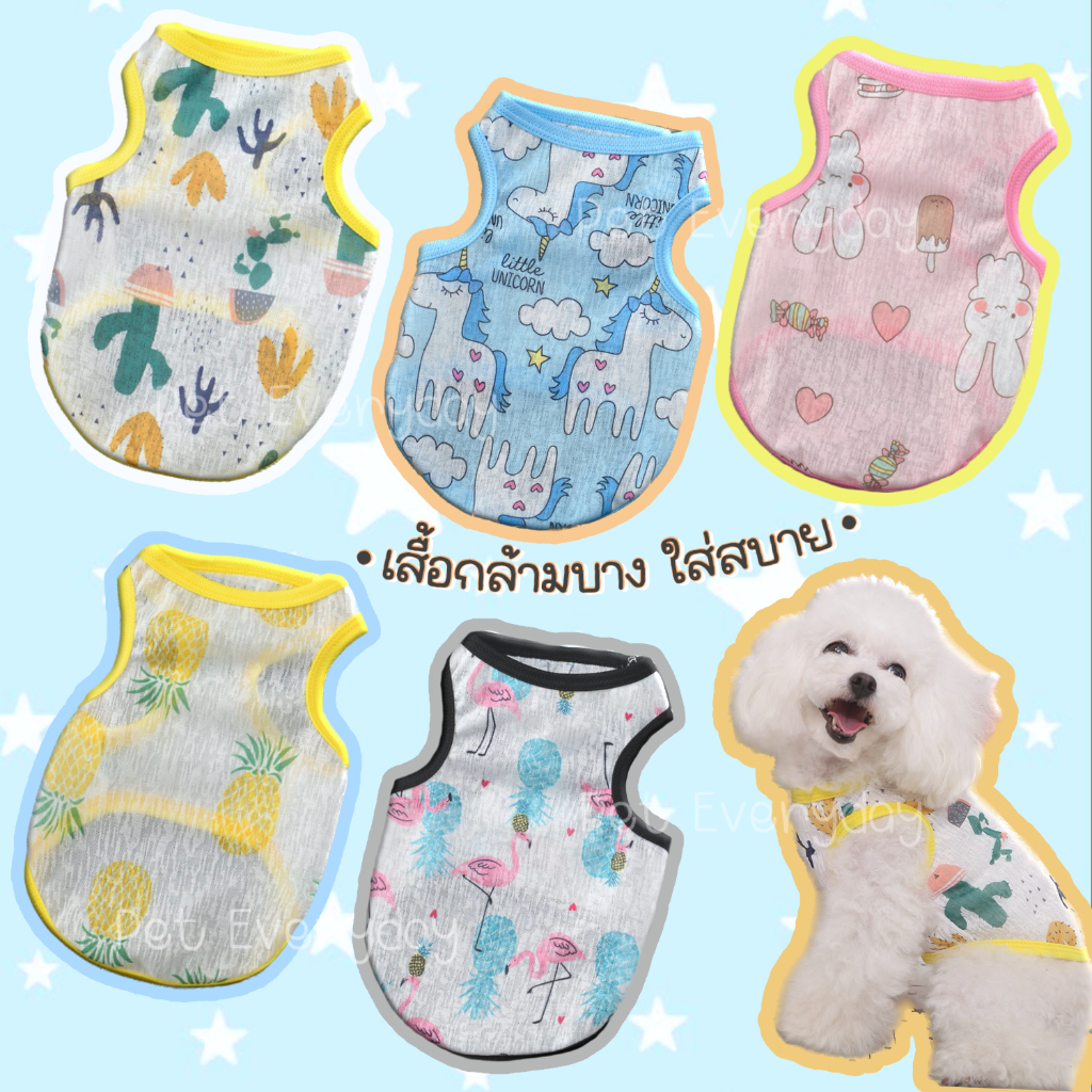 พร้อมส่ง เสื้อสัตว์เลี้ยง กล้ามผ้าบางSumme ชุดแมว