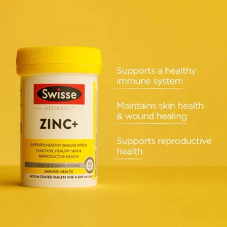 Swisse Chelate Zinc+ สังกะสี เสริมภูมิคุ้มกัน ป้องกันและรักษาสิว