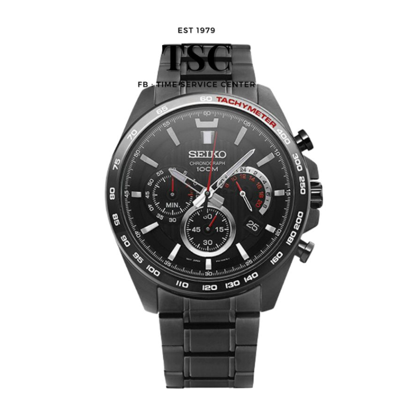 นาฬิกาผู้ชาย SEIKO Chronograph รุ่น SSB311P1  สแตนเลสรมดำ จับเวลา รับประกัน 1ปี