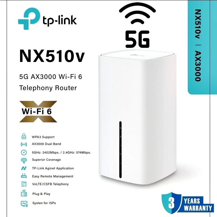 ⚡️เร้าเตอร์ใส่ซิม 5G⚡️ TP-LINK (NX510V NX200) AX3000 Wi-Fi 6 Router เพียงใส่ SIM card ก็เพลิดเพลินกับเครือข่าย 3y.