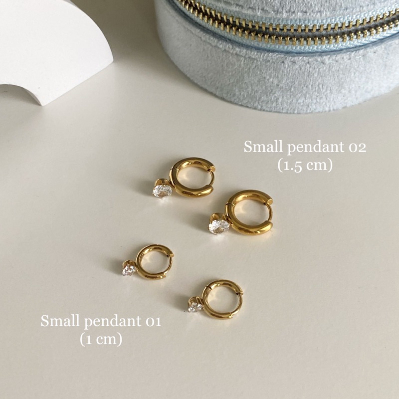 imean.store - Small pendant earring | ต่างหูแบบห่วง ห้อยจี้ cz