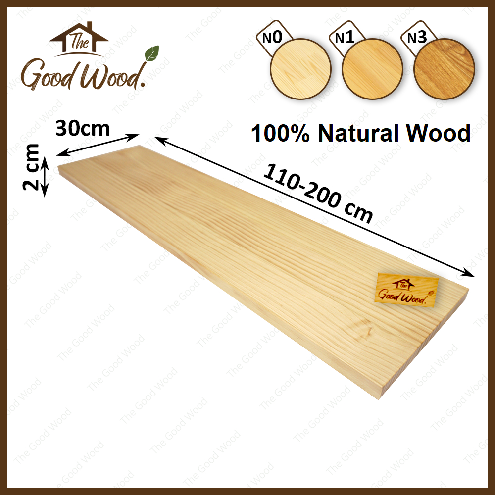 (จัดส่ง1-2วัน) ชั้นวางของ ไม้สน หนา 20mm. กว้าง 30cm. x ยาว 110-200cm. ABต่อลายเส้นตรง ไม้สนนอก