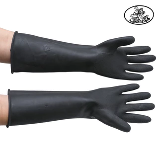 ถุงมือยางสีดำอย่างหนาสำหรับงานอุตสาหกรรม ตรา TreeTex รุ่น 162