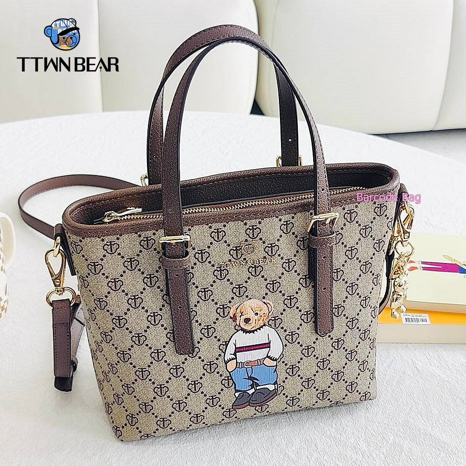 กระเป๋าทรงช้อปปิ้ง TTWN BEAR กระเป๋าถือ สะพายข้าง หนัง PU แถมฟรีถุงแบรนด์