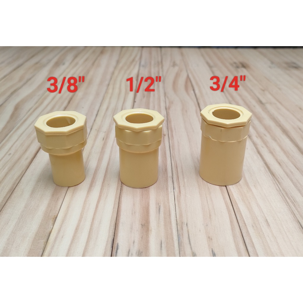 คอนเนคเตอร์ ข้อต่อเข้ากล่อง สีเหลืองขนาด 3หุน (3/8") 4 หุน(1/2") และ 6 หุน(3/4")