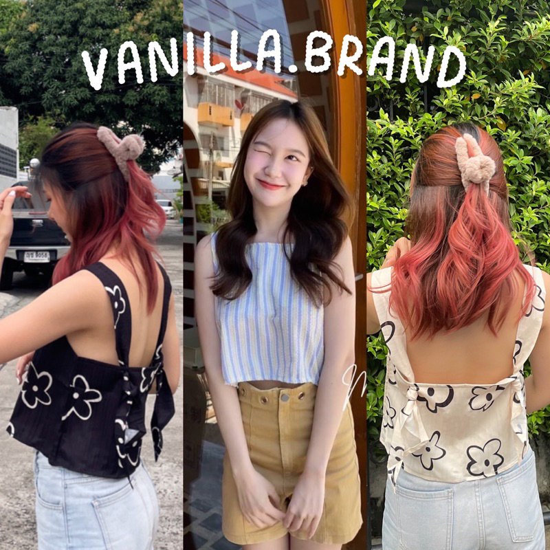 ครอปสั้นสายเดี่ยว สไตล์มินิมอล ดีเทลผูกหลัง ปรับสายได้น๊า